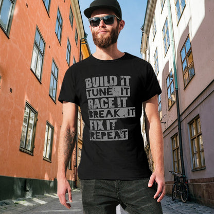Build It Tune It Race It Men's T-shirt 100% Cotton