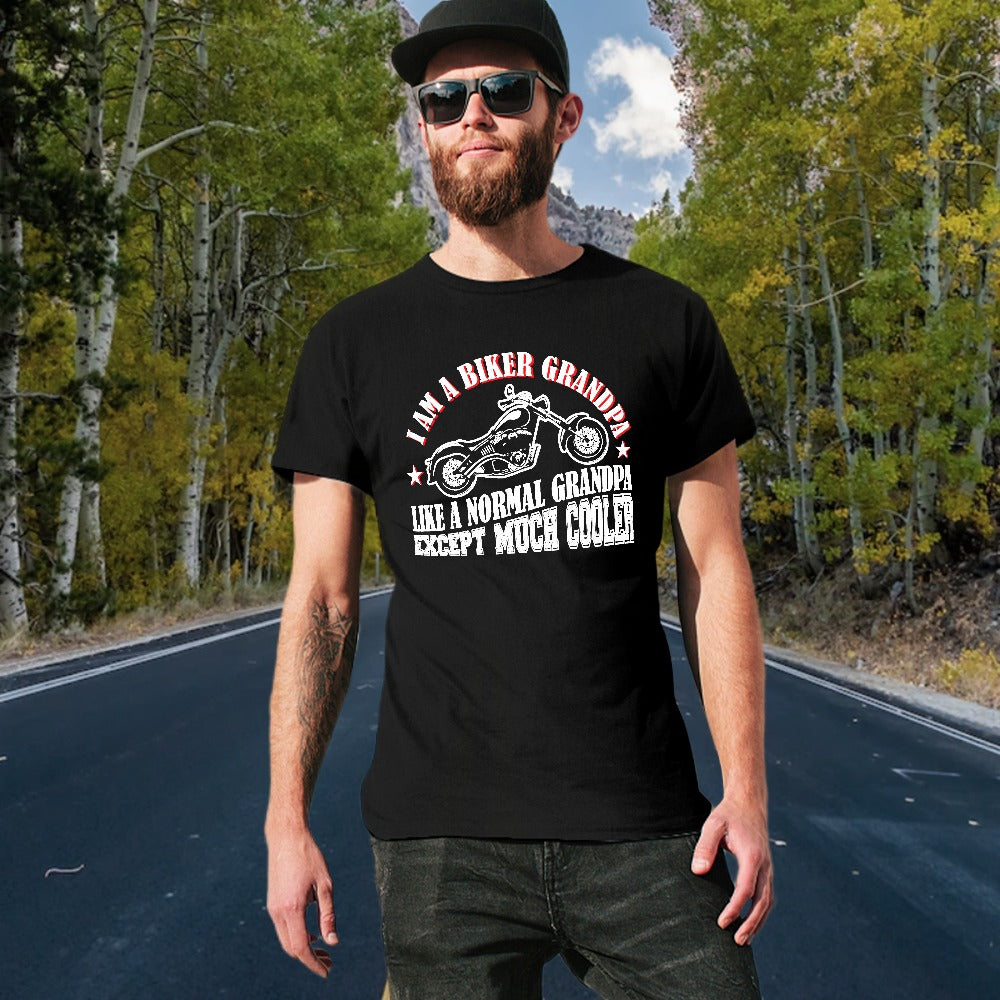 I Am A Biker Grandpa Men's T-shirt 100% Cotton