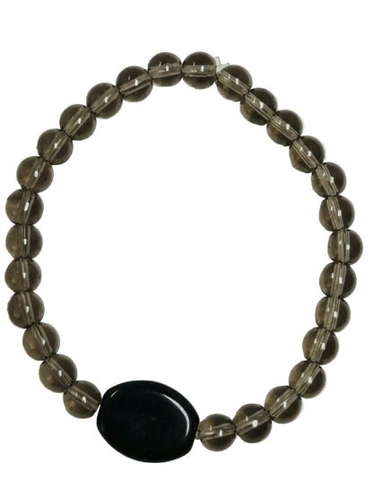 Smokey Quarts with Onxy Bead Bracelet