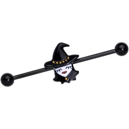 14G Black Goth Witch Halloween Industrial Barbell 38mm