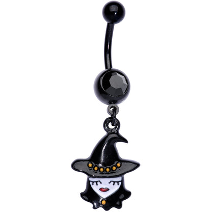 Black Gem Black Pretty Goth Witch Halloween Dangle Belly Ring