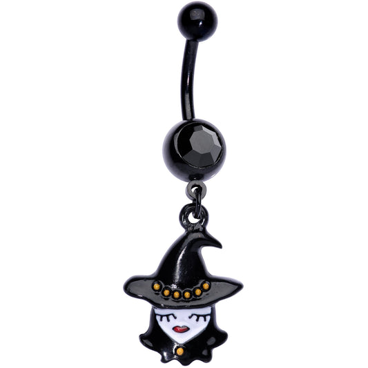 Black Gem Black Pretty Goth Witch Halloween Dangle Belly Ring