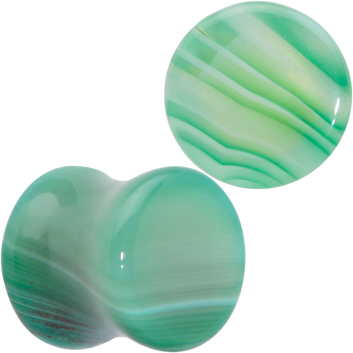 Natural Green Line Agate Stone Saddle Plug Set