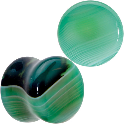Natural Green Line Agate Stone Saddle Plug Set