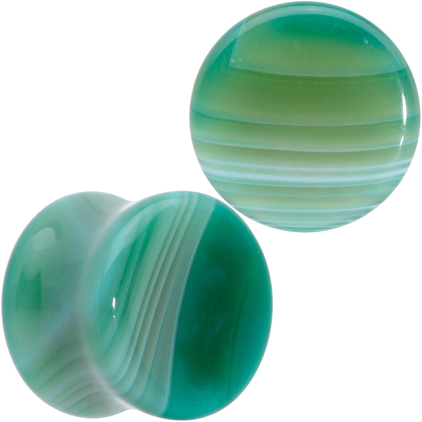 Natural Green Line Agate Stone Saddle Plug Set