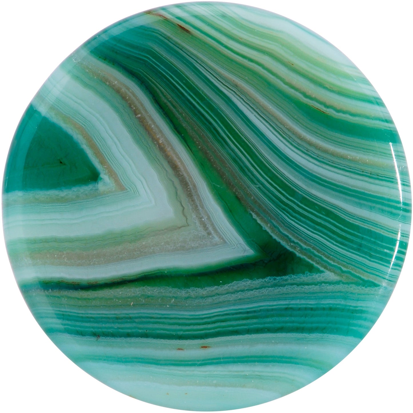 Natural Green Line Agate Stone Saddle Plug Set