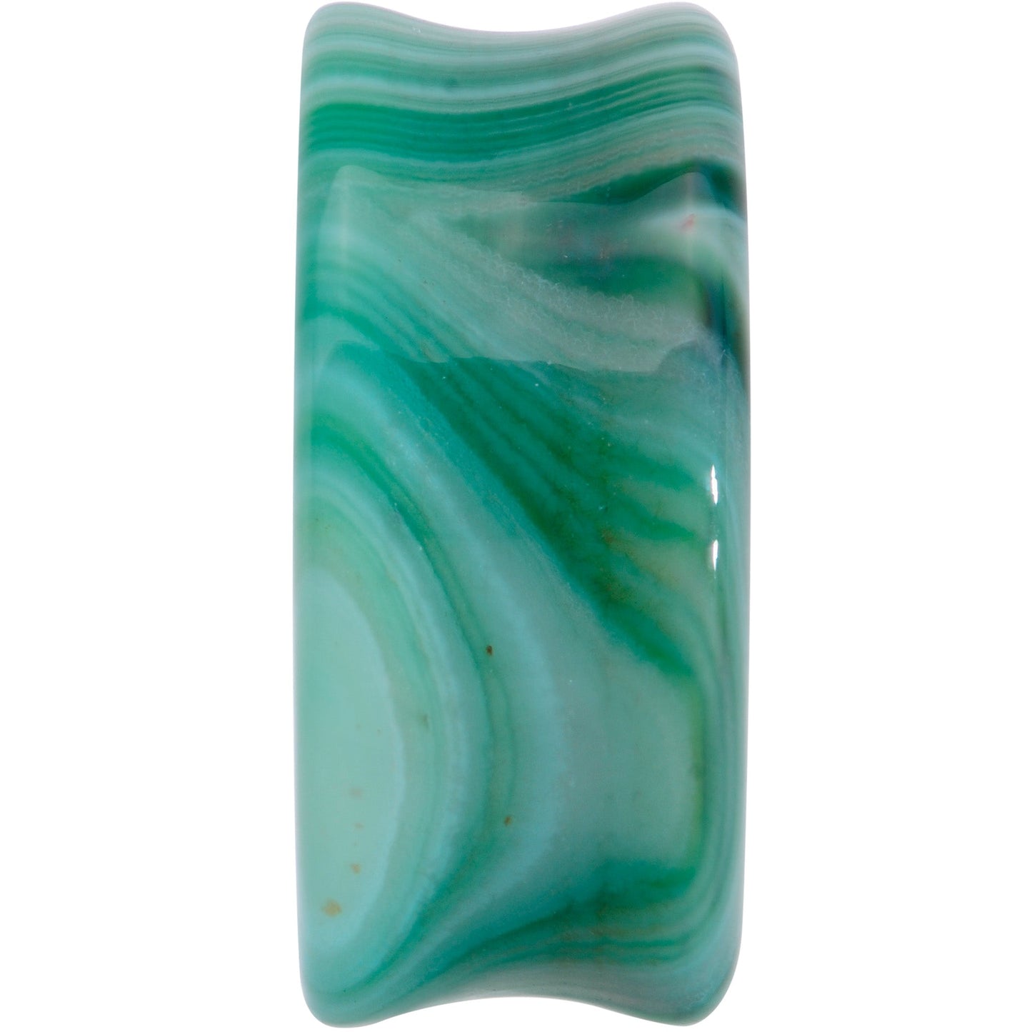 Natural Green Line Agate Stone Saddle Plug Set