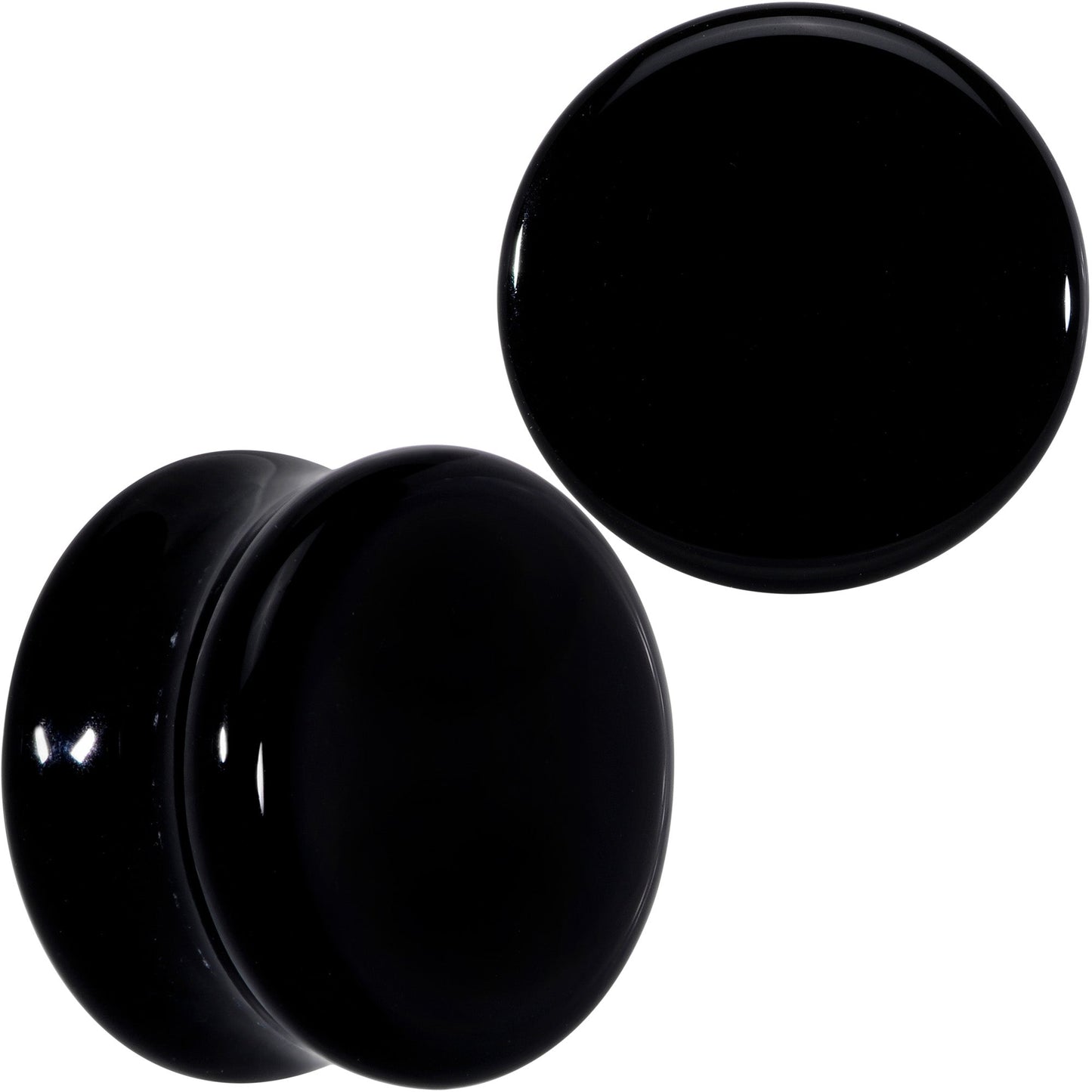 Natural Black Agate Stone Saddle Plug Set