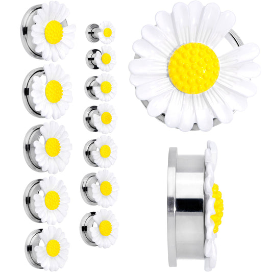 White Daisy Flower Screw Fit Plug Set