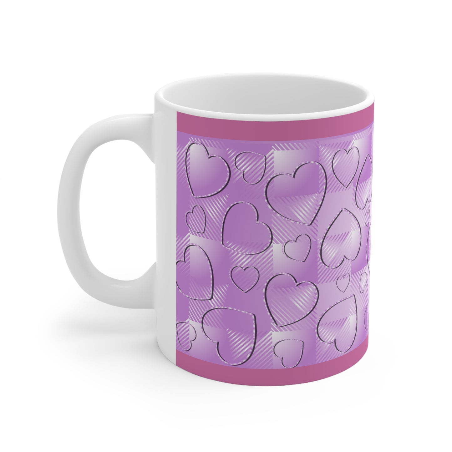 Purple Buffalo Hearts Ceramic Mug 11oz