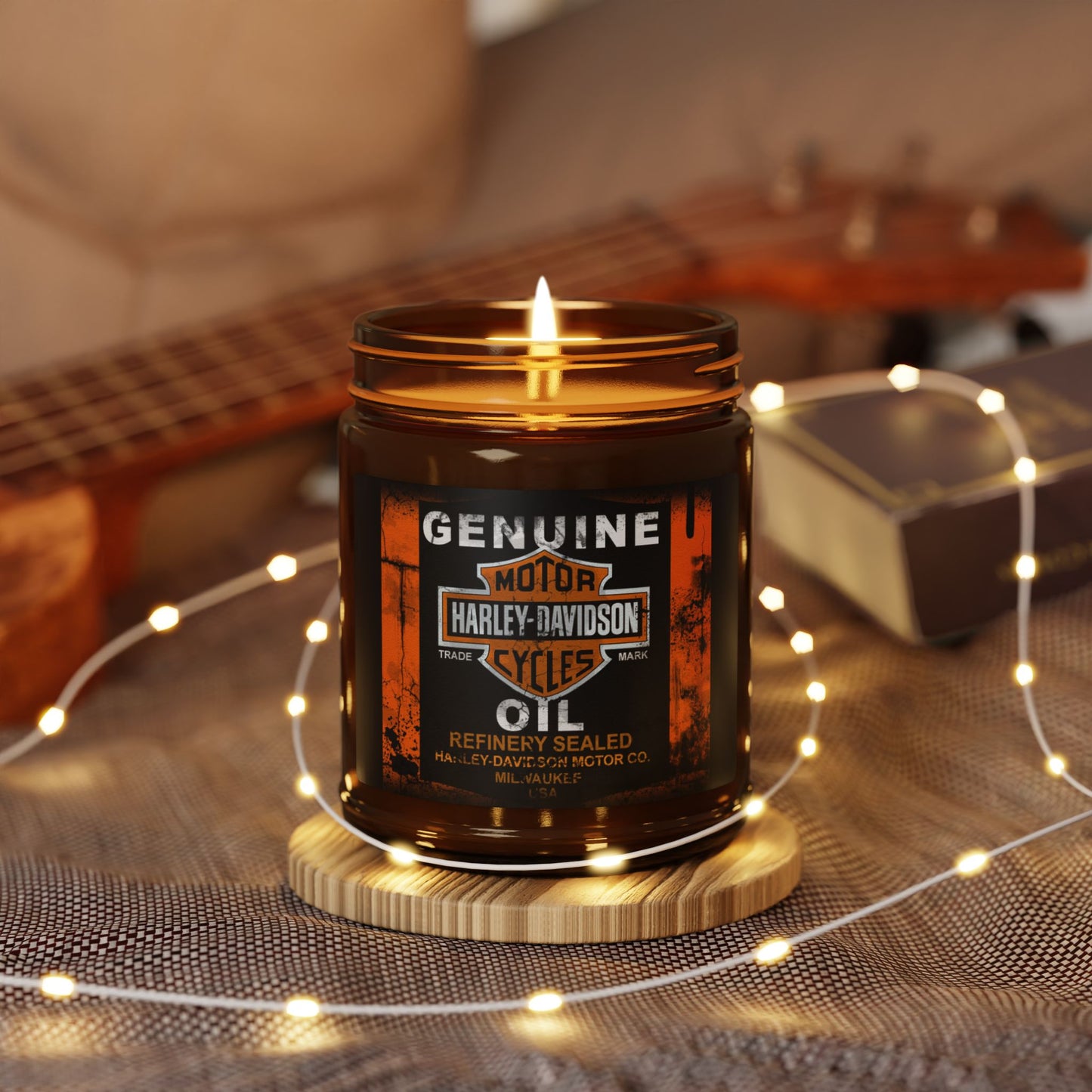 Harley-Davidson Genuine Motor Oil Scented Soy Candle - Amber Jar