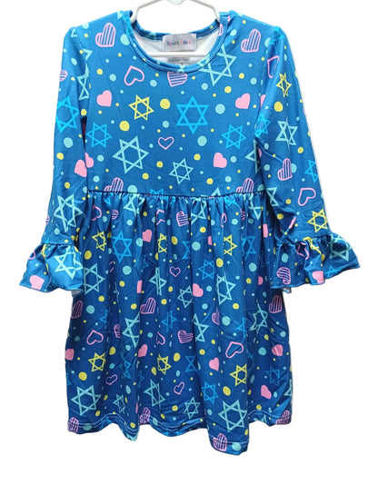 Star of David Ruffle Sleeve Dress