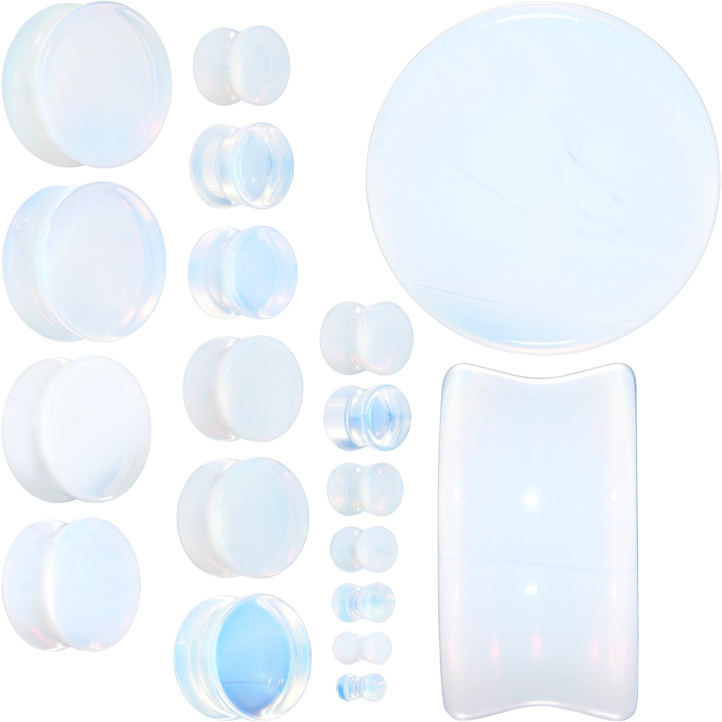 White Opalite Double Flare Plug Set