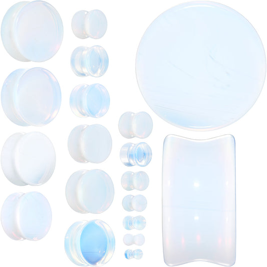 White Opalite Double Flare Plug Set