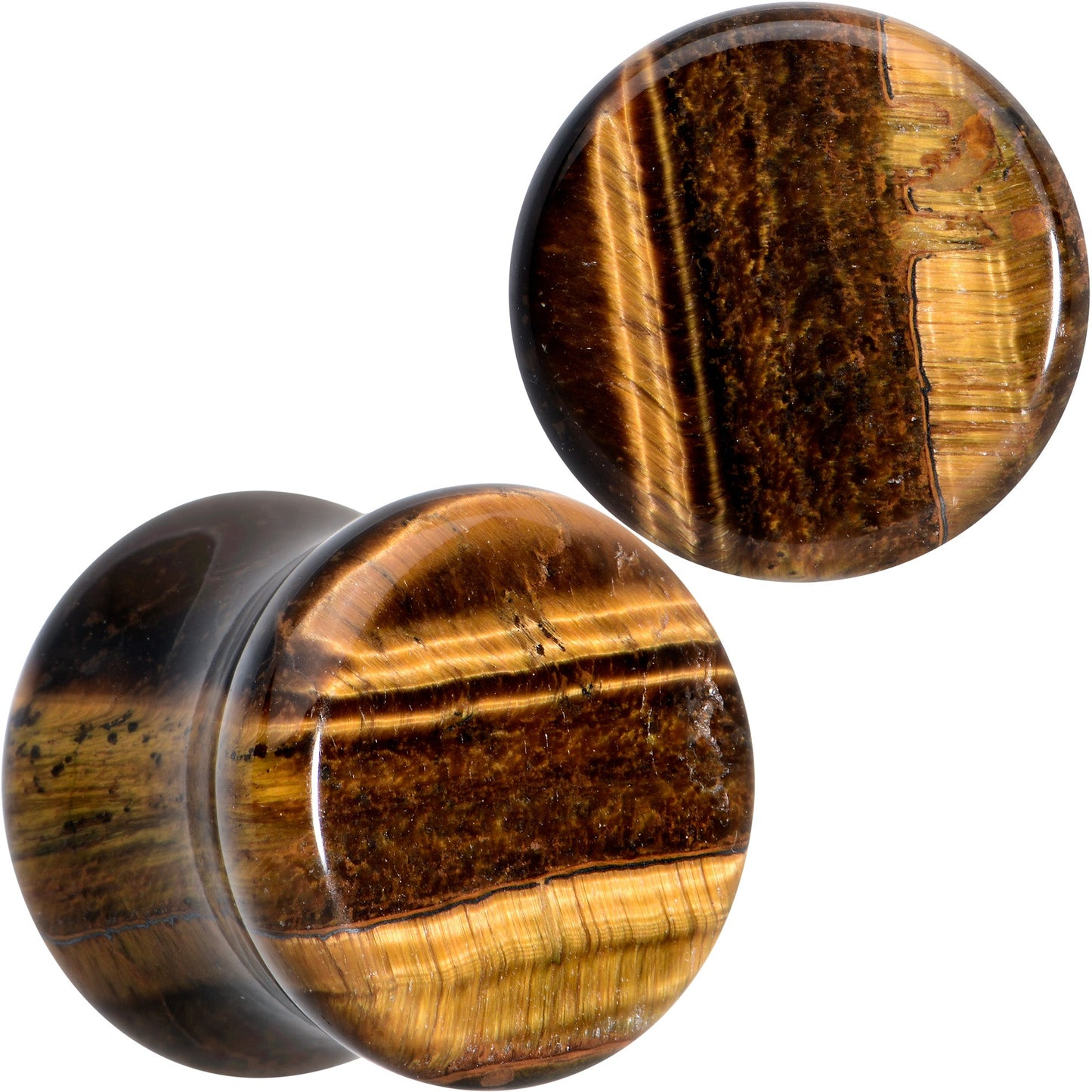 Natural Brown Tiger Eye Stone Double Flare Plug Set