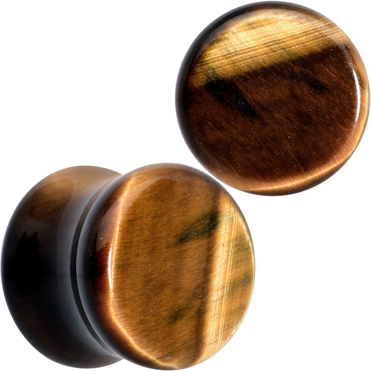 Natural Brown Tiger Eye Stone Double Flare Plug Set