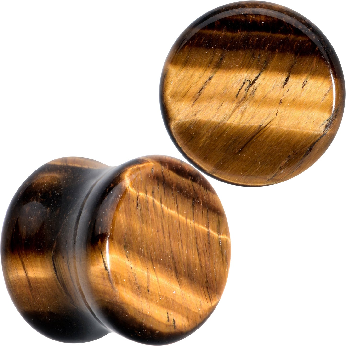 Natural Brown Tiger Eye Stone Double Flare Plug Set