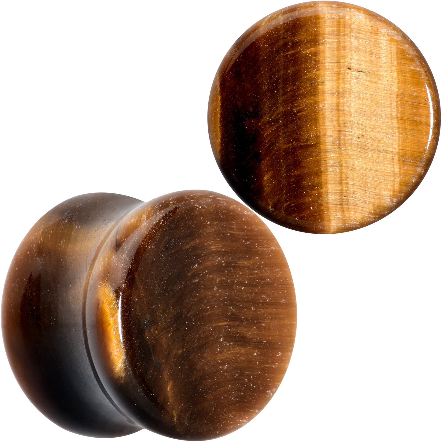 Natural Brown Tiger Eye Stone Double Flare Plug Set