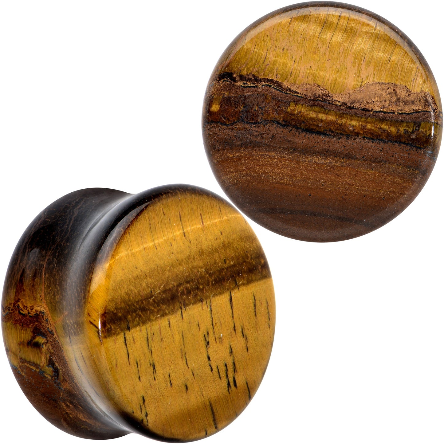 Natural Brown Tiger Eye Stone Double Flare Plug Set