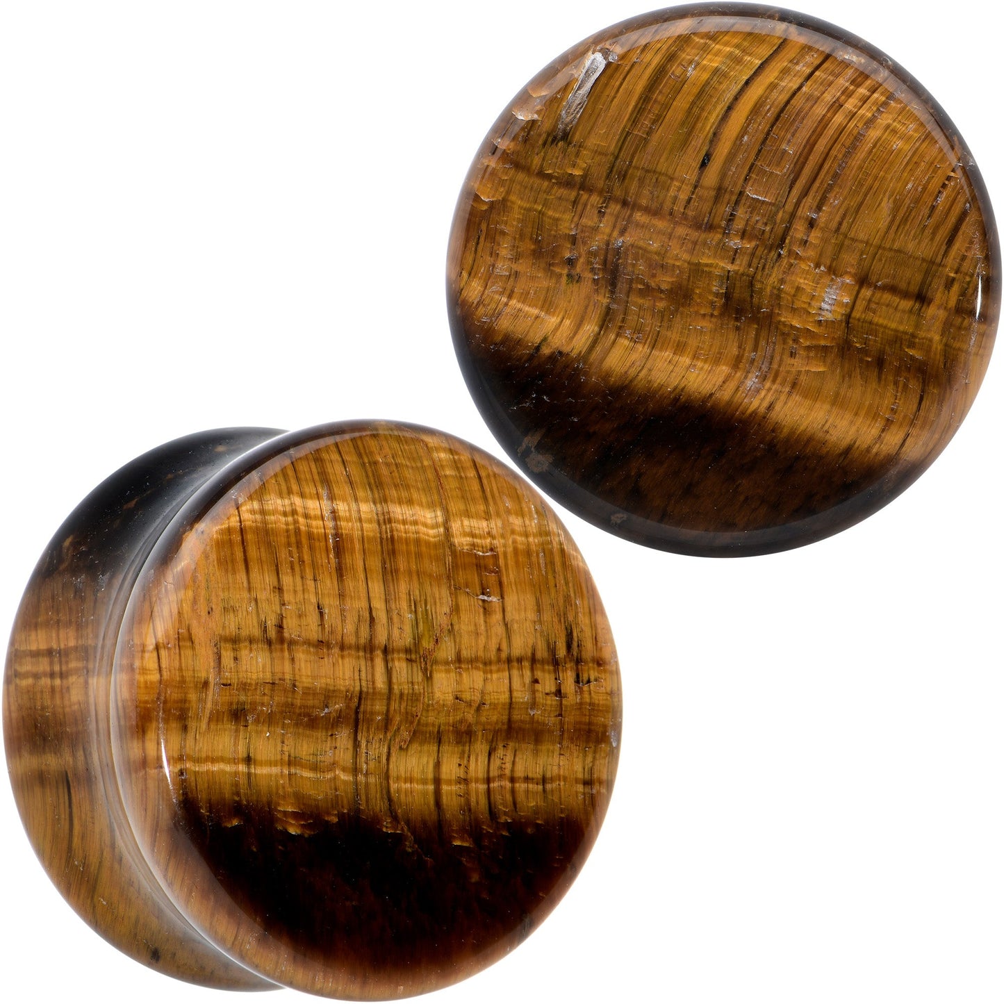 Natural Brown Tiger Eye Stone Double Flare Plug Set