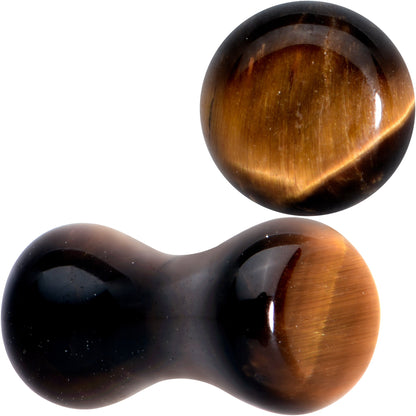 Natural Brown Tiger Eye Stone Double Flare Plug Set