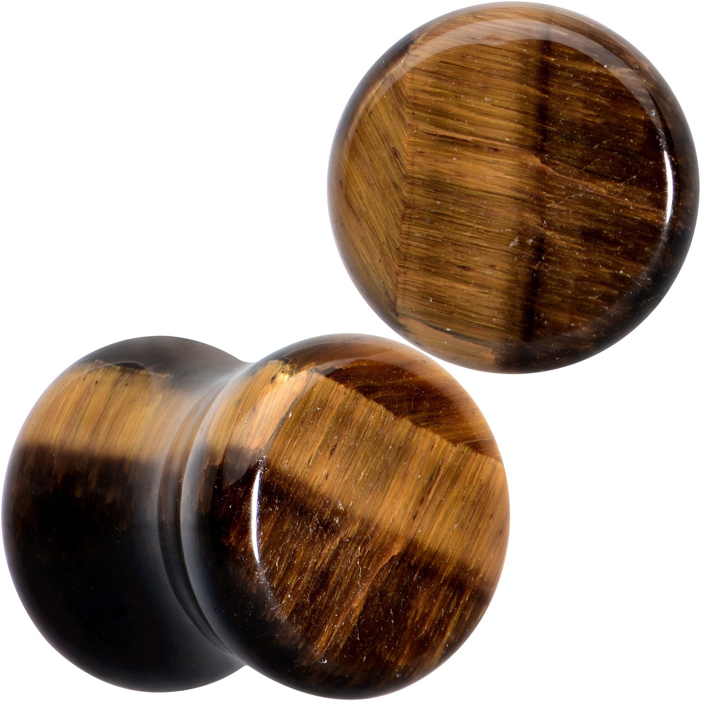 Natural Brown Tiger Eye Stone Double Flare Plug Set