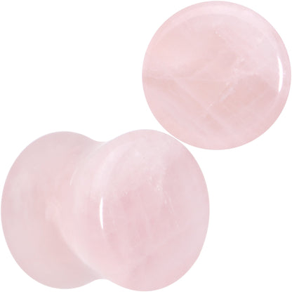 Pink Rose Quartz Round Double Flare Plug Set