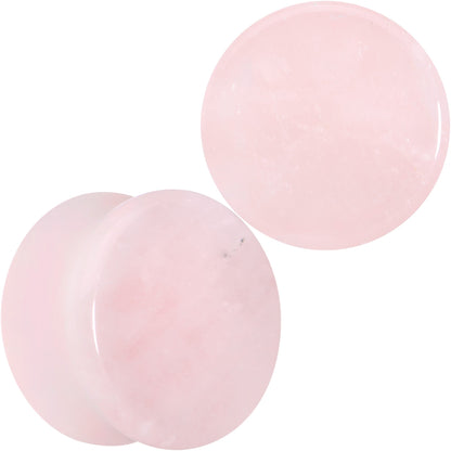 Pink Rose Quartz Round Double Flare Plug Set