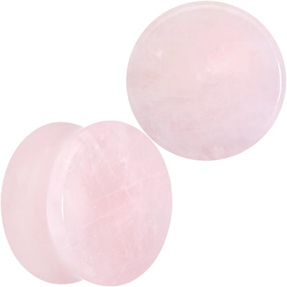 Pink Rose Quartz Round Double Flare Plug Set