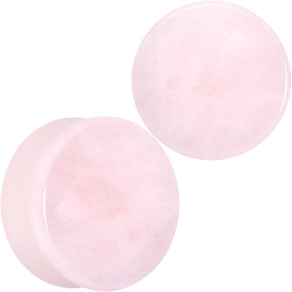 Pink Rose Quartz Round Double Flare Plug Set