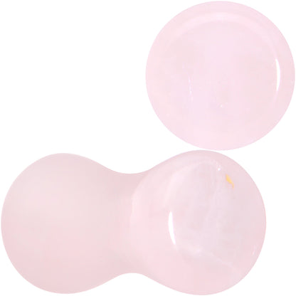 Pink Rose Quartz Round Double Flare Plug Set