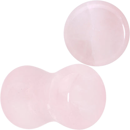 Pink Rose Quartz Round Double Flare Plug Set