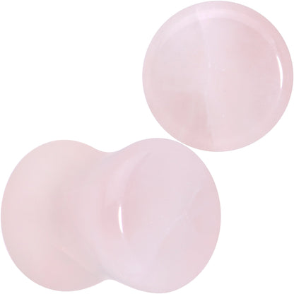 Pink Rose Quartz Round Double Flare Plug Set