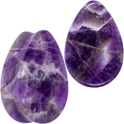 Purple Amethyst Stone Drop Saddle Plug Set