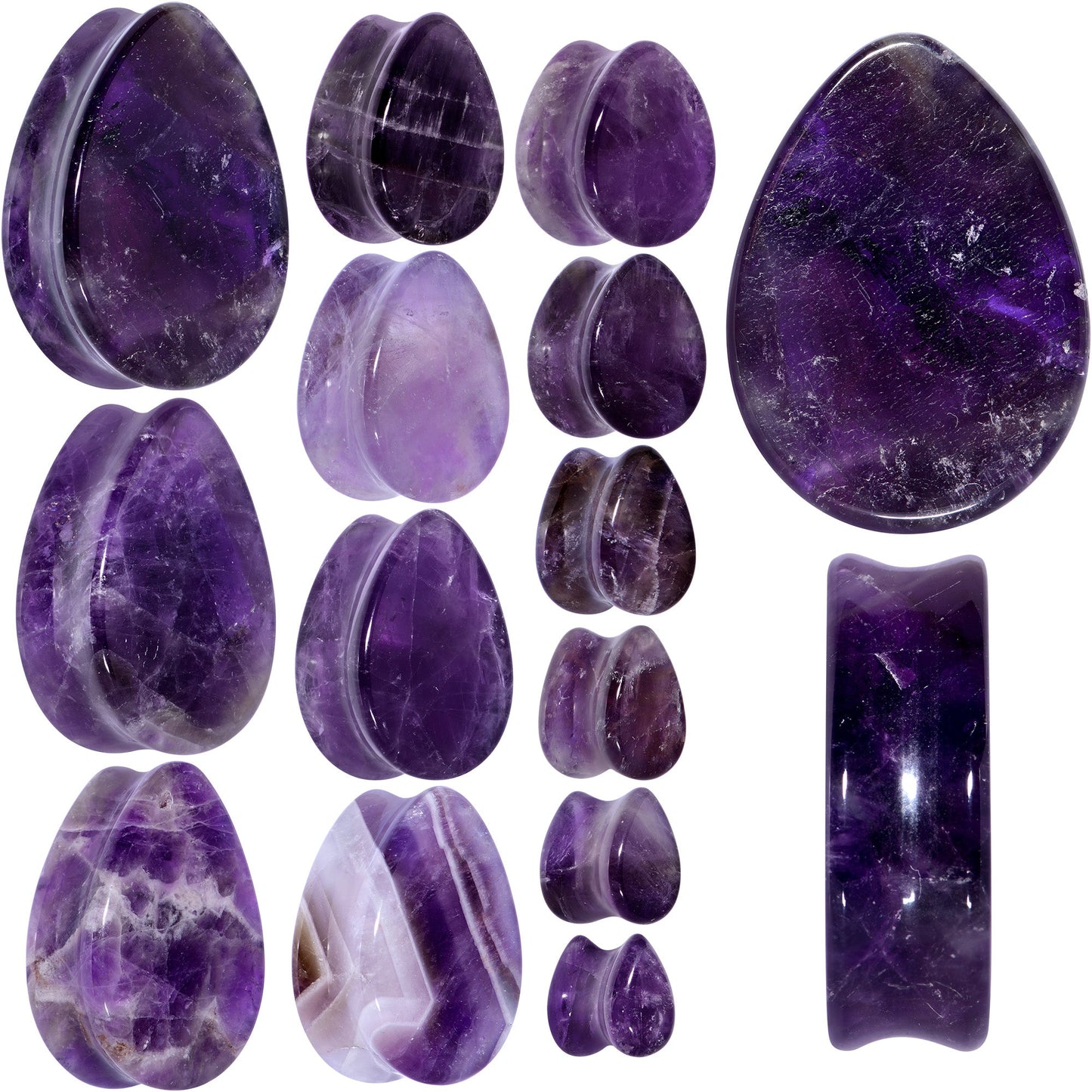 Purple Amethyst Stone Drop Saddle Plug Set