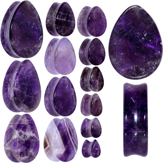 Purple Amethyst Stone Drop Saddle Plug Set