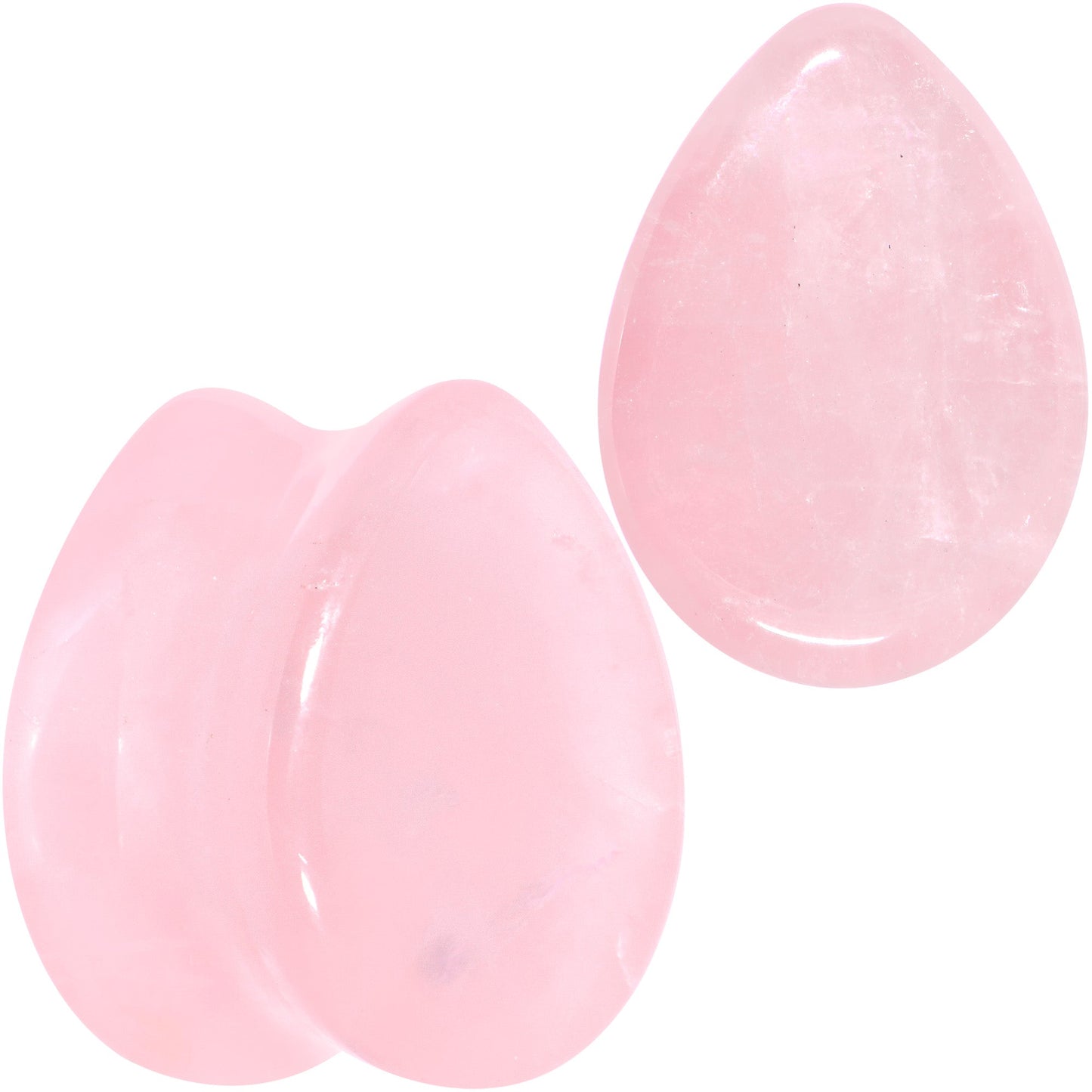 Pink Rose Quartz Drop Saddle Plug Set