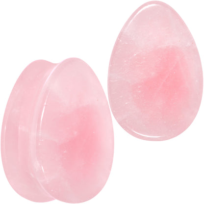 Pink Rose Quartz Drop Saddle Plug Set