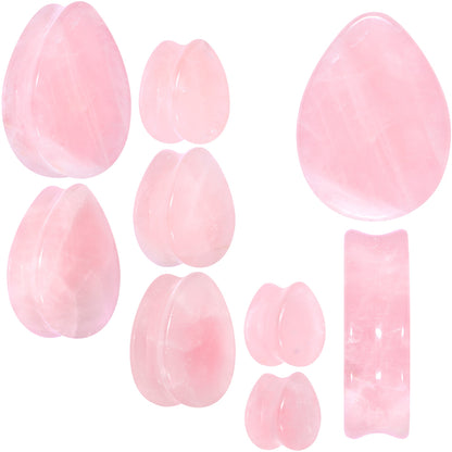 Pink Rose Quartz Drop Saddle Plug Set