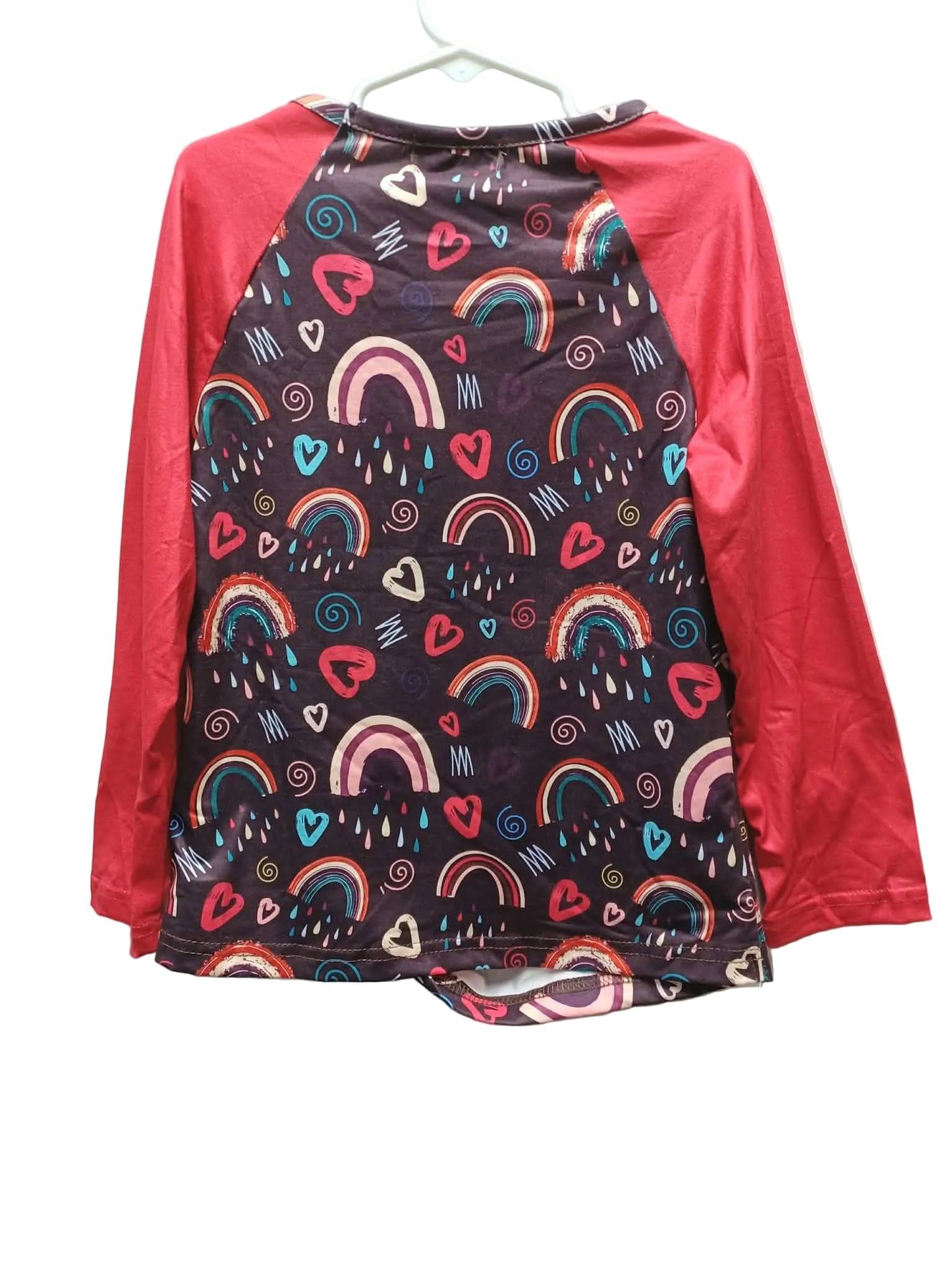 Rainbows & Hearts Shirt with Red Long Sleeves