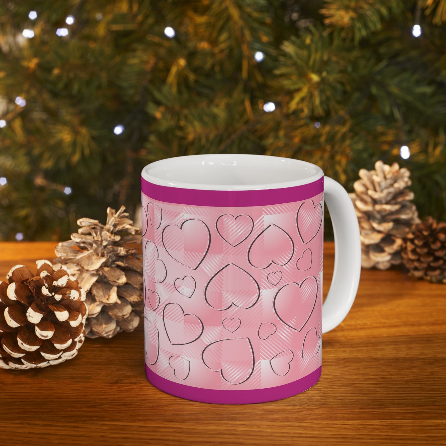 Pink Buffalo Plaid Ceramic Mug 11oz