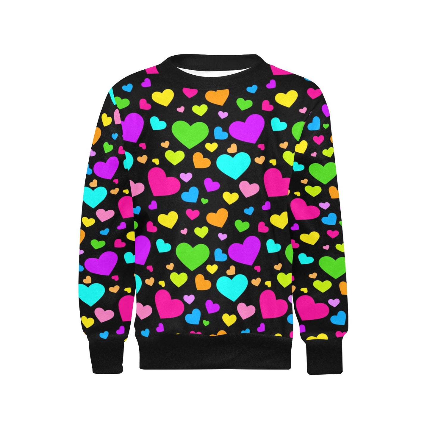 Girls' Colorful Hearts Crew Neck Top (H49)
