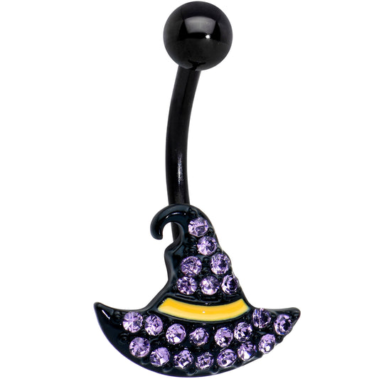 Clear Gem Black Witch Hat Halloween Belly Ring