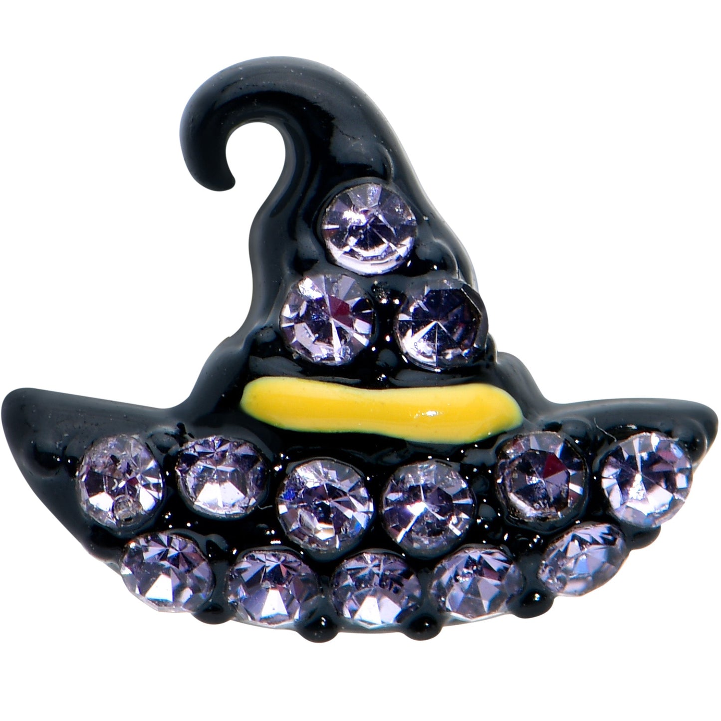 16G 1/4 Clear Gem Black Witch Hat Halloween Cartilage Tragus