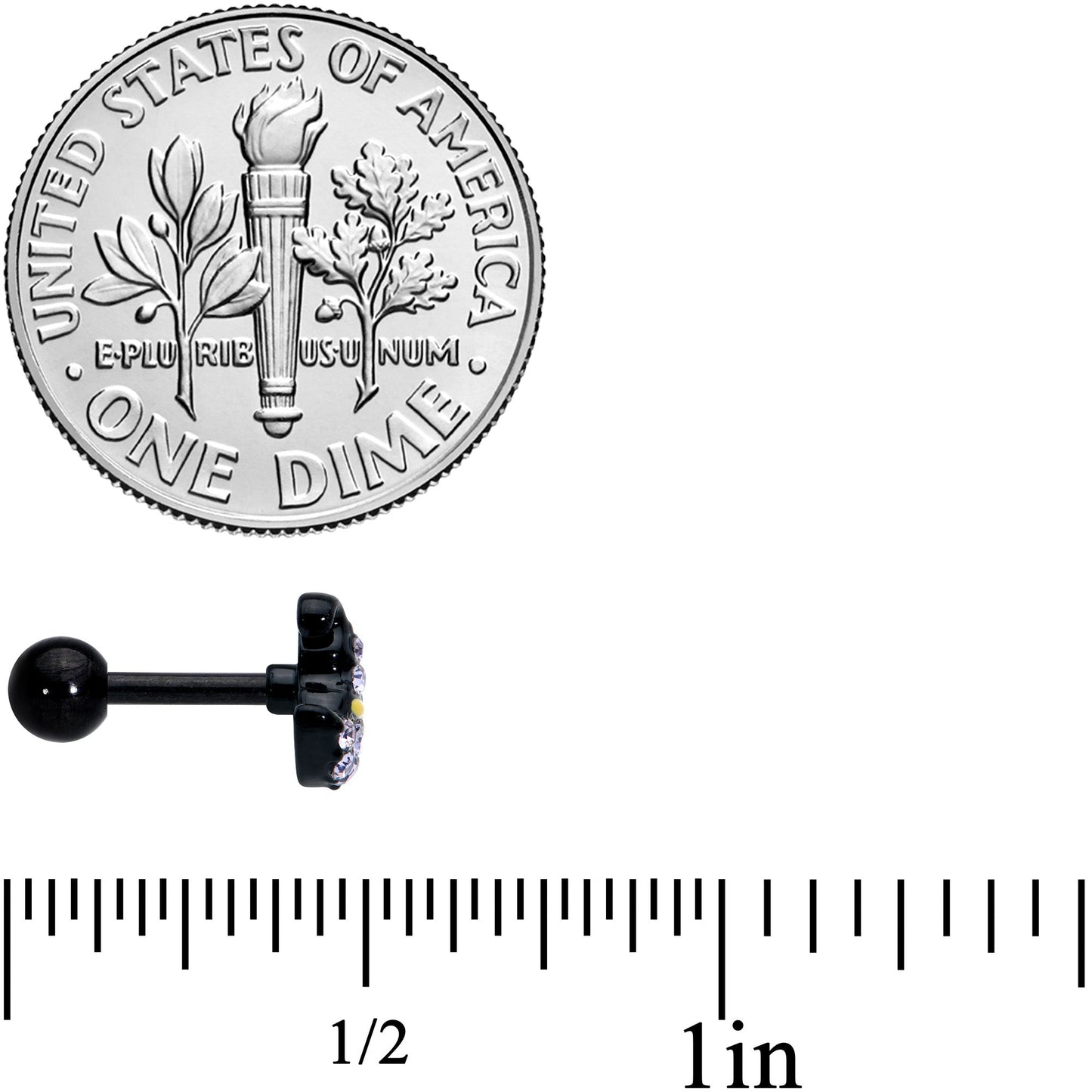 16G 1/4 Clear Gem Black Witch Hat Halloween Cartilage Tragus