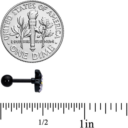 16G 1/4 Clear Gem Black Witch Hat Halloween Cartilage Tragus