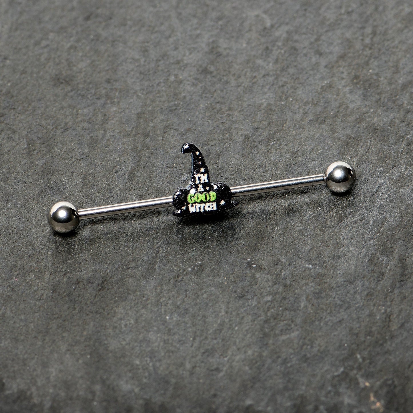 14G Good Witch Hat Glow the Dark Halloween Industrial Barbell 38mm