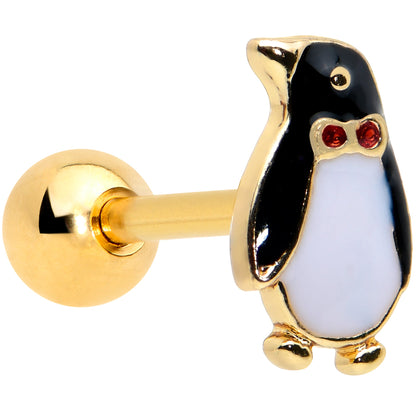 16G 1/4 Red Gem Gold Tone Bow Tie Penguin Cartilage Tragus Earring