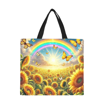 Sunflowers All Over Print Canvas Tote Bag - Large