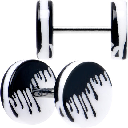 16G White Black Drip Acrylic Cheater Plug Set